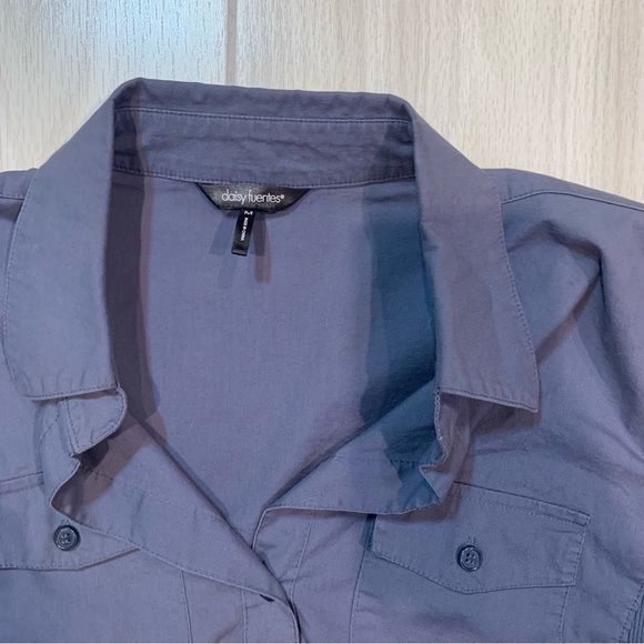Daisy Fuentes Blue 3/4 Button Up - Picture 3 of 5